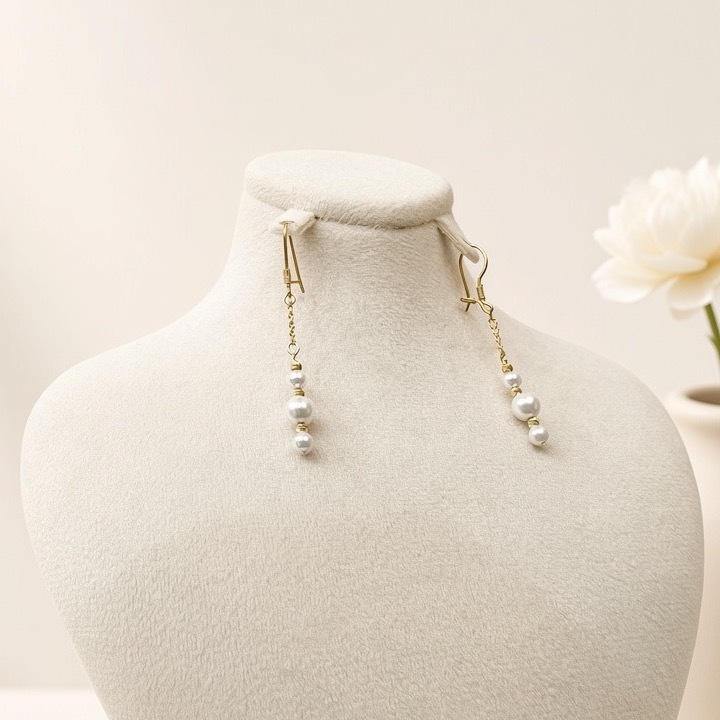 گوشواره طلا ۱۸ عیار با مروارید وزن 1.200گرم 