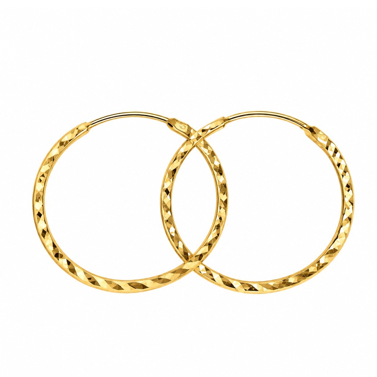 گوشواره طلا 18 عیار مدل حلقه‌ای تراش وزن 1.01 گرم