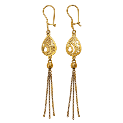 گوشواره طلا 18 عیار آویز مدل ترمه وزن  1.840 گرم 