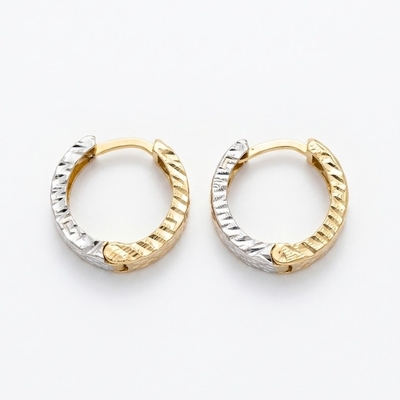 گوشواره طلا 18 عیار مدل امگا گرد طلایی و سفید وزن ۲.۸۵۰ گرم