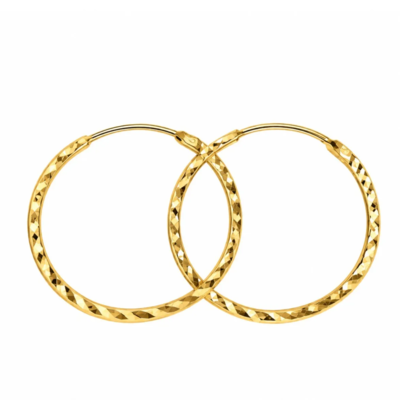 گوشواره طلا 18 عیار مدل حلقه ای تراش وزن 0.860 گرم