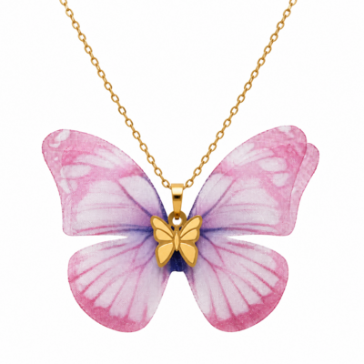 آویز طلا ۱۸ عیار مدل پروانه پارچه ای وزن 0.05 گرم