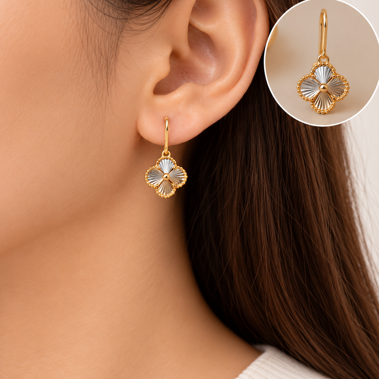 گوشواره طلا 18 عیار مدل ونکلیف وزن 1.450 گرم  2