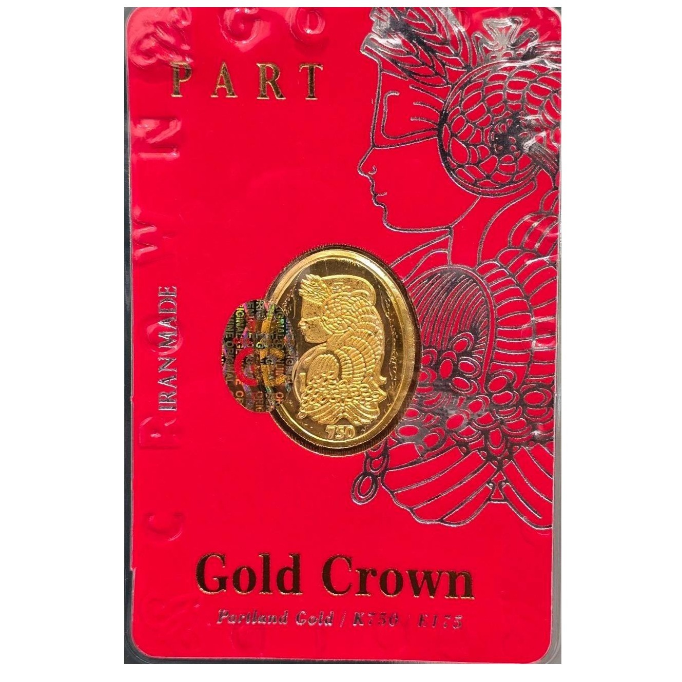 شمش طلا 18 عیار تاج طلایی وزن 0.400 گرم