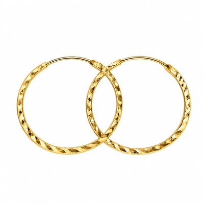 گوشواره طلا 18 عیار مدل حلقه‌ای تراش وزن 0.99 گرم