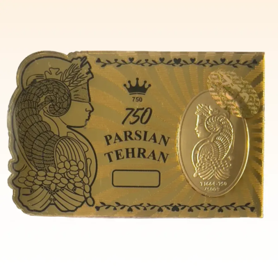 شمش طلای ۱۸ عیار طرح ملکه طلائی پارسیان طهران (وتوس گلد) وزن 1.2 گرم