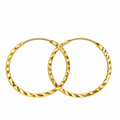 گوشواره طلا 18 عیار مدل حلقه ای تراش وزن 0.810 گرم