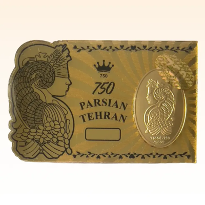 شمش طلای ۱۸ عیار طرح ملکه طلائی پارسیان طهران (وتوس گلد) وزن 0.150 گرم