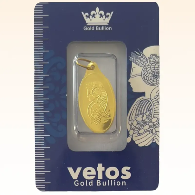 شمش آویز طلای ۱۸ عیار وتوس (ملکه) وزن 0.250 گرم