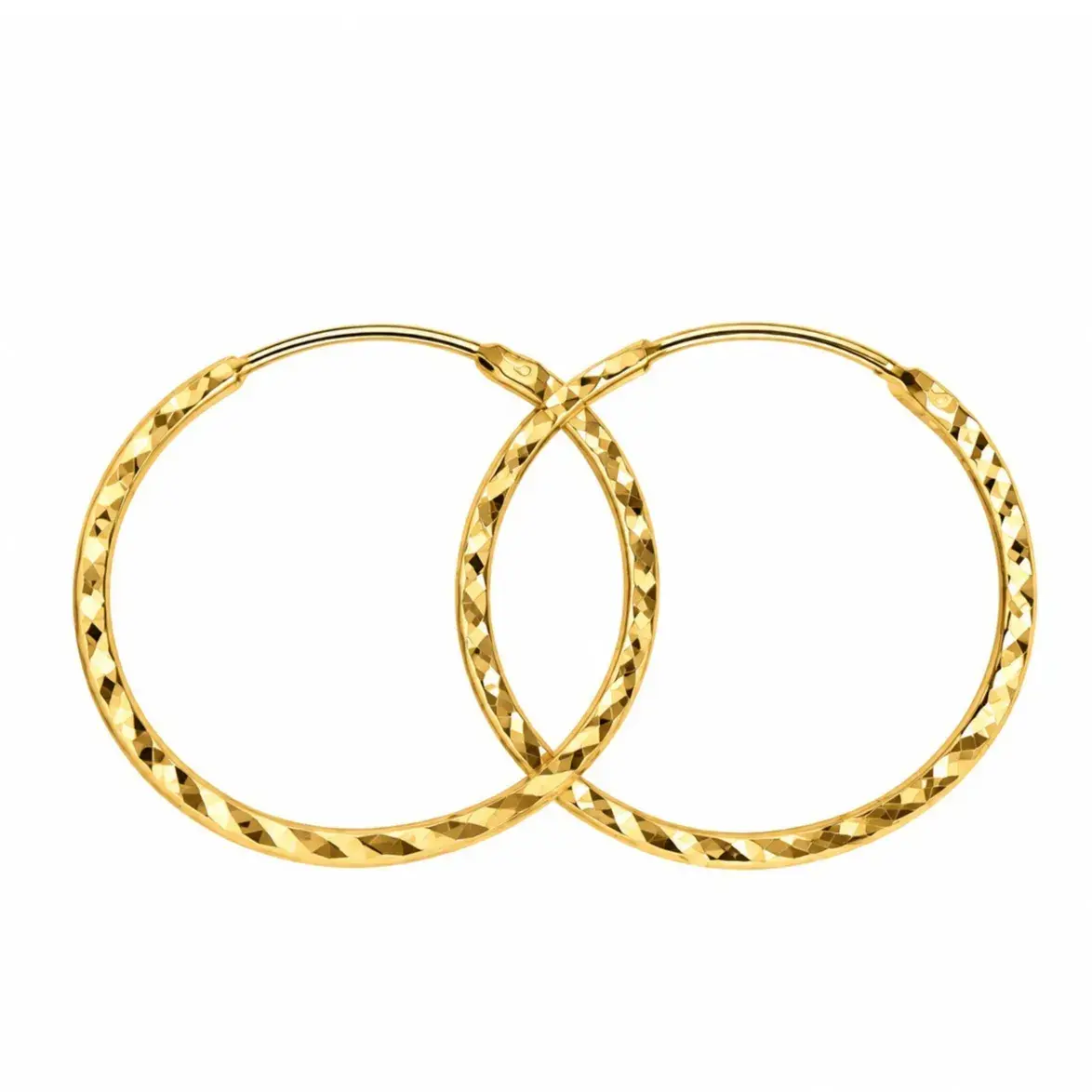 گوشواره طلا 18 عیار مدل حلقه ای تراش وزن 0.730 گرم