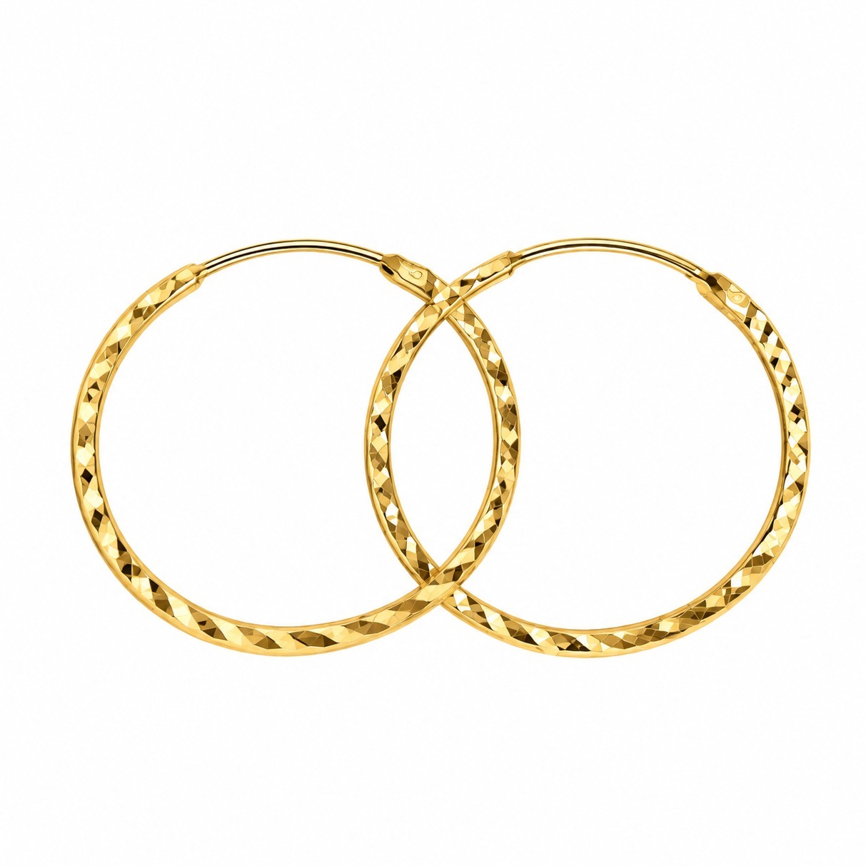 گوشواره طلا 18 عیار مدل حلقه‌ای تراش وزن 0.99 گرم