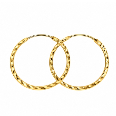 گوشواره طلا 18 عیار مدل حلقه‌ای تراش وزن 1.01 گرم