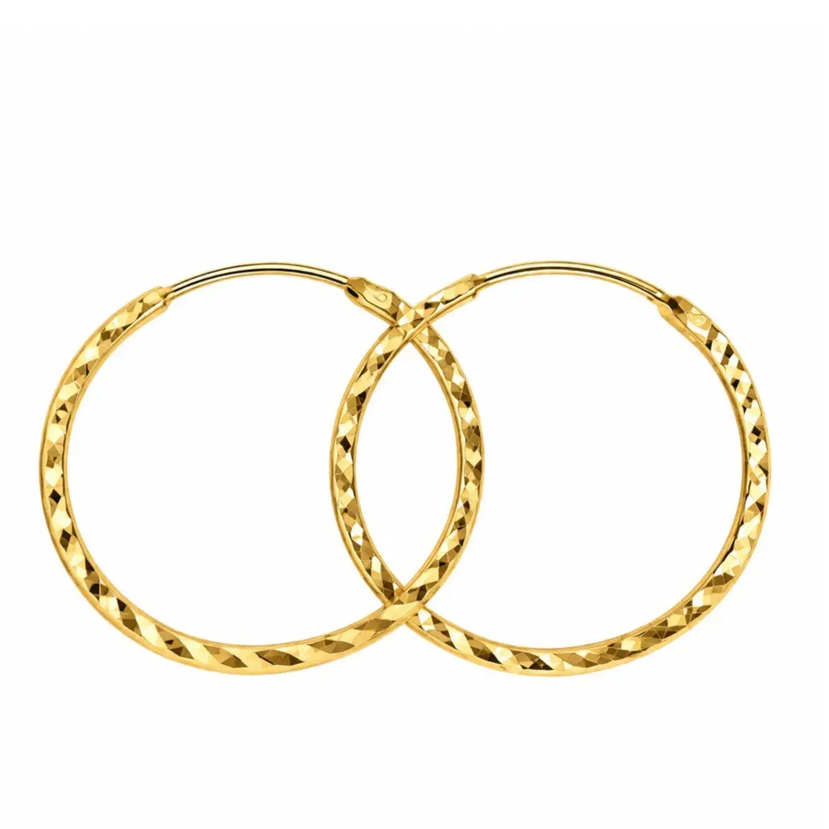 گوشواره طلا 18 عیار مدل حلقه ای تراش وزن 0.810 گرم
