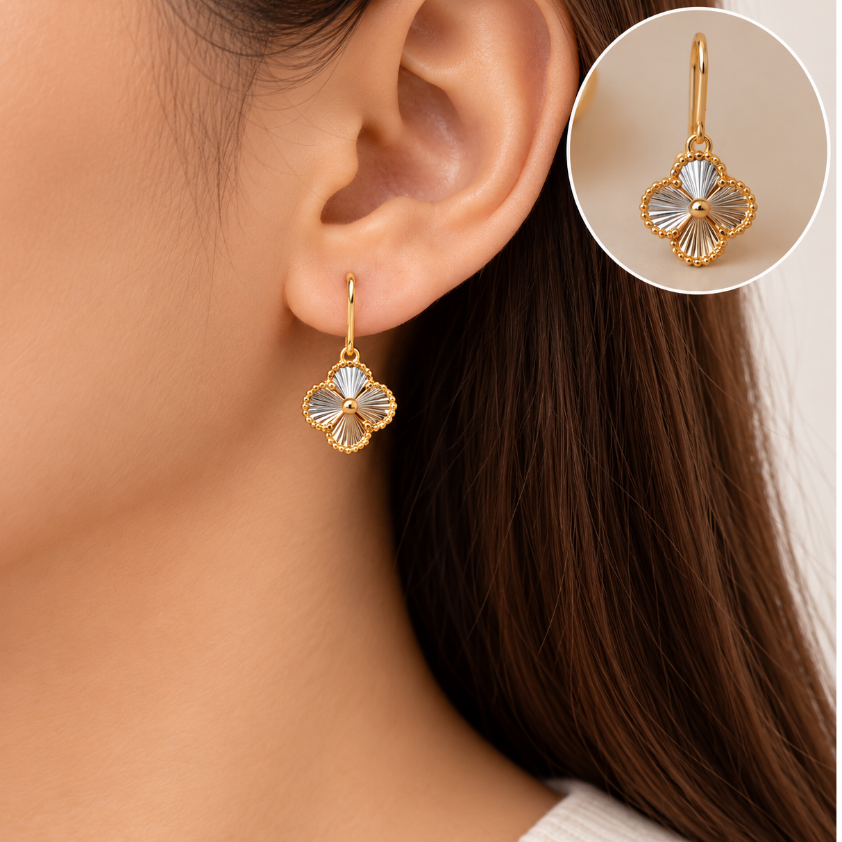 	گوشواره طلا 18 عیار مدل ونکلیف وزن 1.440 گرم 2