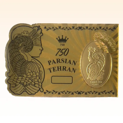شمش طلای ۱۸ عیار طرح ملکه طلائی پارسیان طهران (وتوس گلد) وزن 0.800 گرم