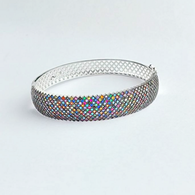 بنگل نقره عیار 925 طرح جواهری
